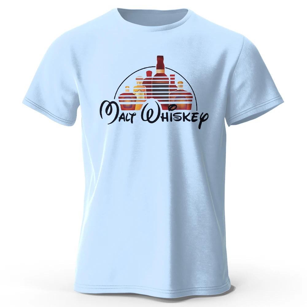 Summer men's malt whisky pattern printed T-shirt, 100% pure cotton fashionable streetwear top