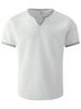 Mens Waffle Solid Color V Neck Short Sleeve Loose Casual T Shirt Mens Tops