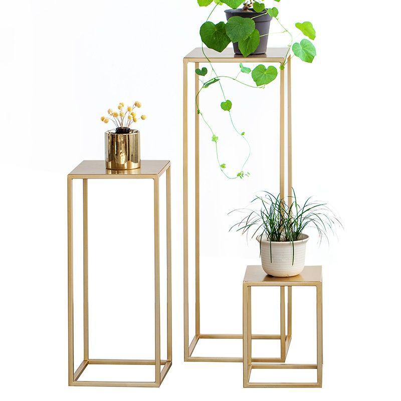 Nordic Gold Iron Art Flower Stand - Floor Standing Plant Rack for Living Room, Balcony, and Succulents.