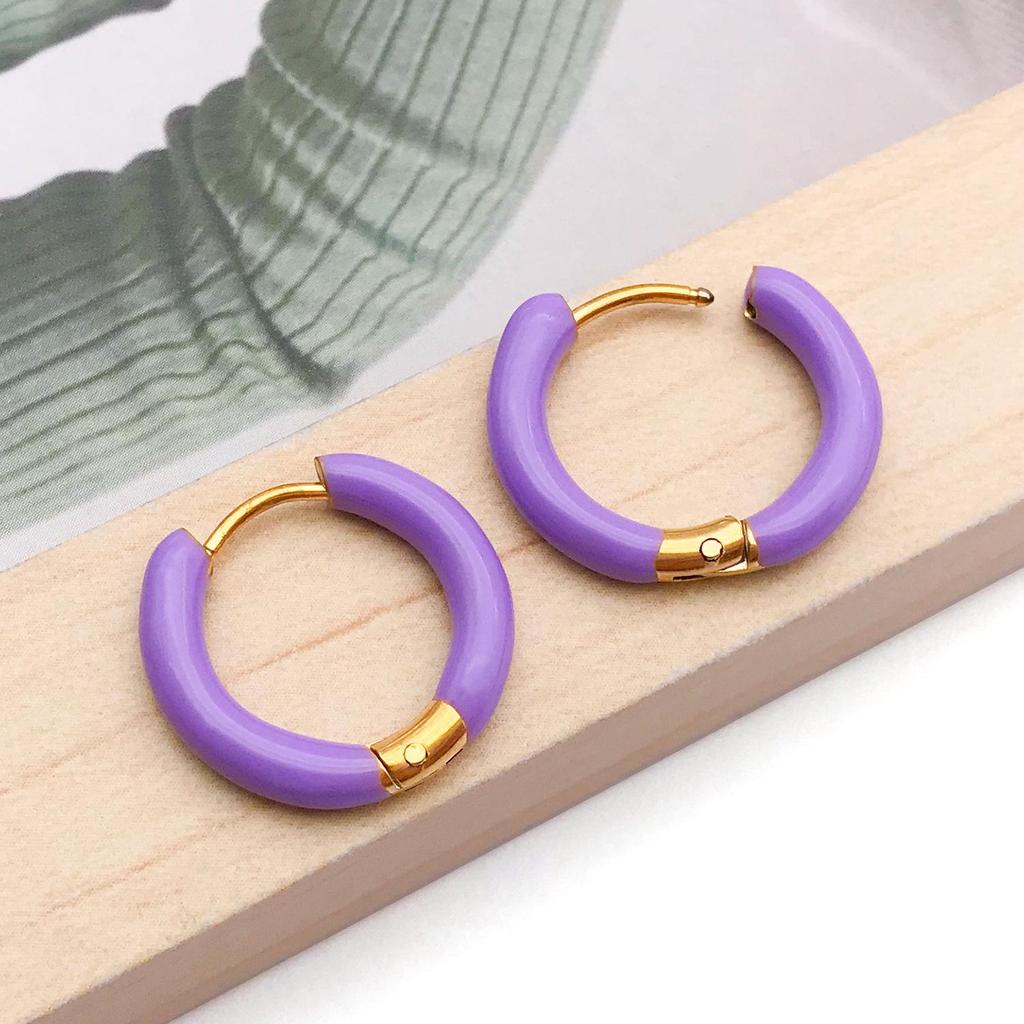 Stainless Steel Enamel Drip Earrings: U-Shaped Geometric C-Studs, Titanium Steel DIY Accessories