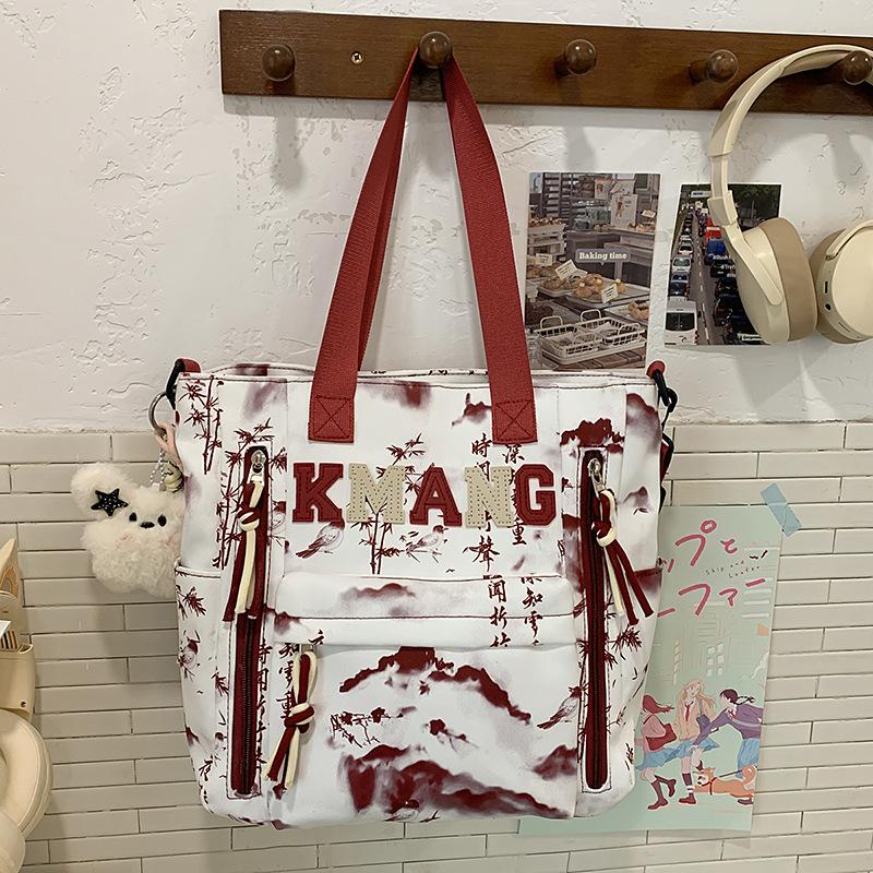 Schoolbag ink painting national style schoolbag female junior high school students high value large capacity high school students backpack male