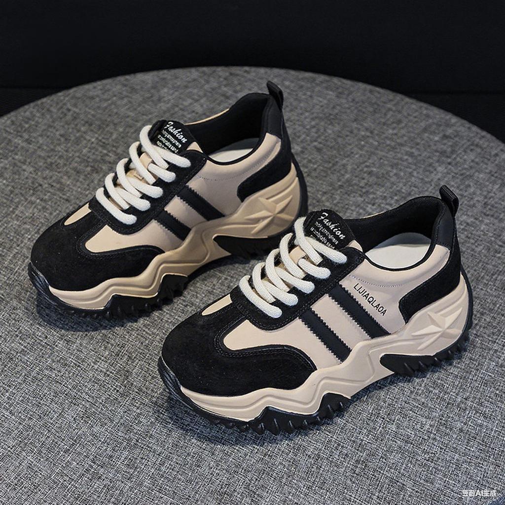 Dad Shoes Girl 2025 Autumn and Winter New Velvet Soft Leather Internet Celebrity Explosion Thick Sole Small Casual Sports Forrest Gump Shoes