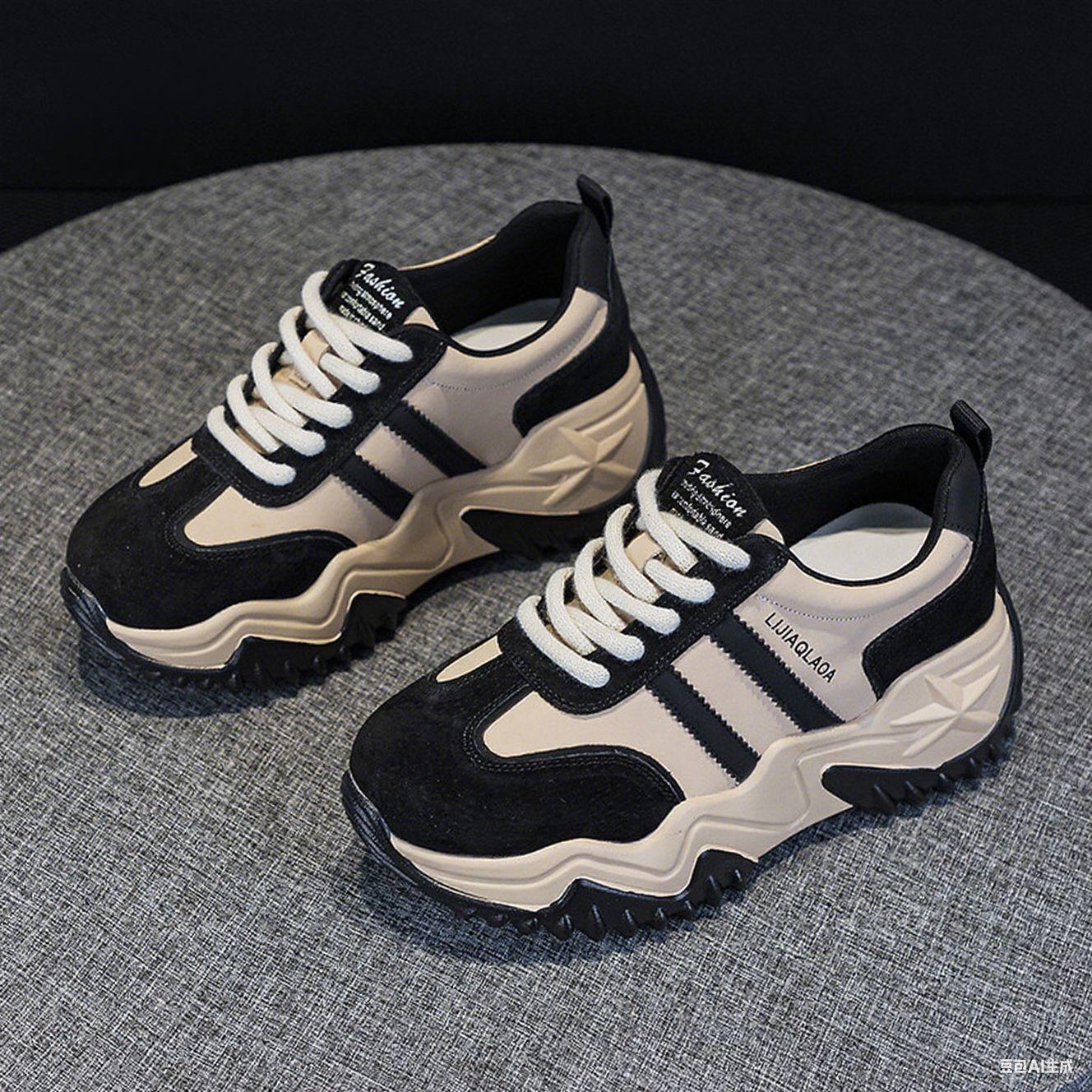 

Папины кроссовки женские осенне-зимние новые бархатные из мягкой кожи обувь Форреста Гампа на платформе маленькие кроссовки 35 чёрный