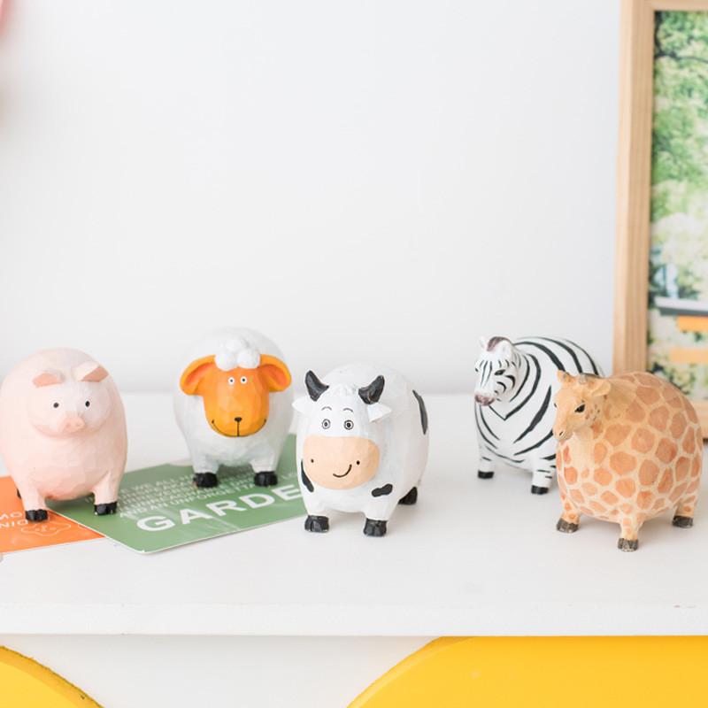 Wooden Animal Decor Set With Cute Round Shapes For Home And Gift Use