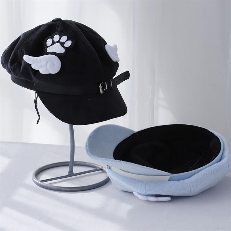 Trendy Wing Embellished Beret Hat Unique Wing Beret Hat Large Border Hat for Casual Outings or Art Exhibitions