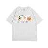 New Korean age-reducing bear print black short-sleeved t-shirt women's loose fat mm large size cotton top summer