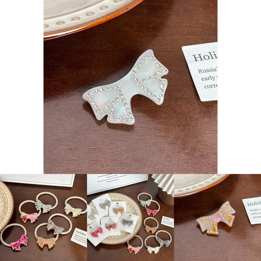 Trendy Four Centimeter Rhinestone Duckbill Hair Clips With Adorable Bow And Color Options