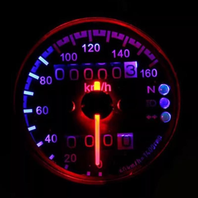 Motorcycle Speedometer For Cafe Racer Motorbike Universal 12V Backlight Indicator With Led Signal Light Odometer Gauge