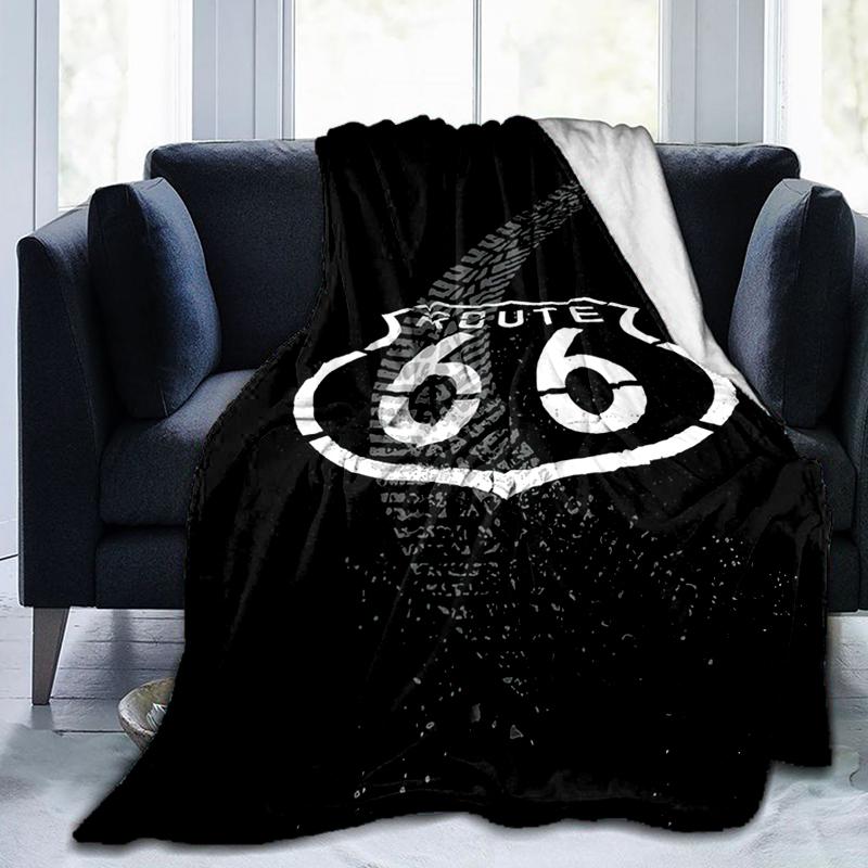 1PC Highway 66 Pattern Blanket, All Season Lightweight Home Office Outdoor Nap Multifunctional Blanket