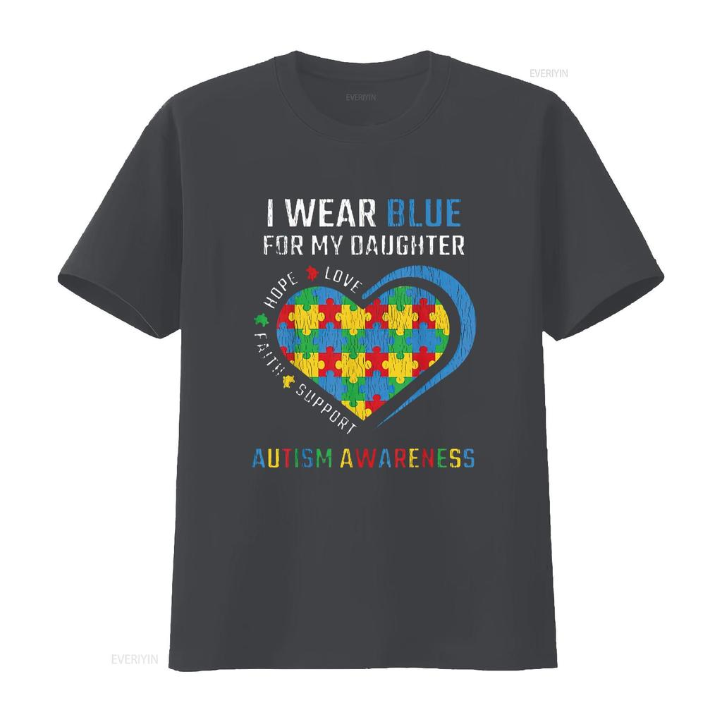 Womens Wear Blue For My Daughter Autistic Kids Autism Awareness Mom T Shirt Black 3X Large Vintage Washed Top For Everyday Wear
