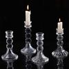 Vintage Glass Candle Holder Transparent Romantic Roman Column Candlestick Non-slip Thicken Simple Candles Stand
