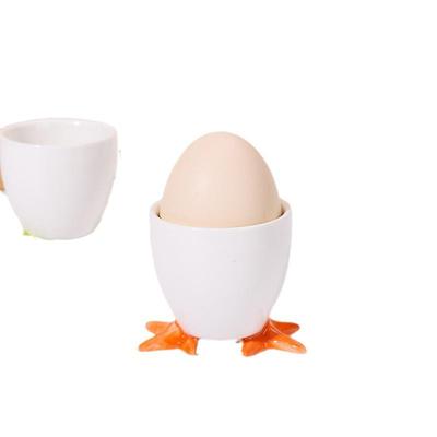 High-Footed Ceramic Egg Holder with Chicken Feet Design for Easter and Halloween.