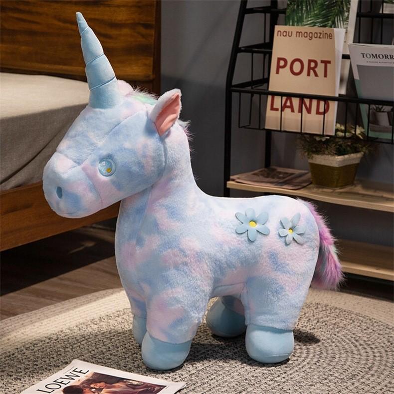 Pattern Flower Unicorn Plush Toy Cute Doll Kids Birthday Gift Home Decoration