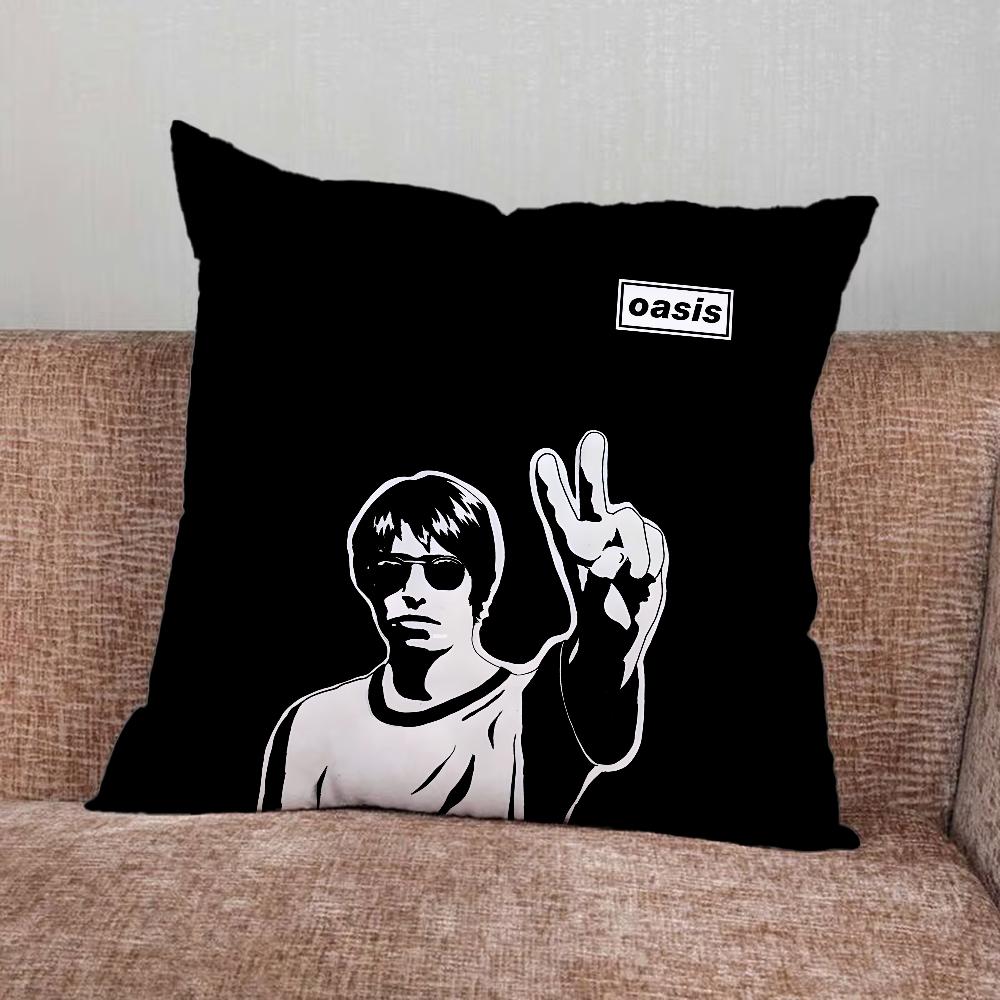 Music O-Oasis Band Pillow Case For Home Bedroom Car Office Decoration Living Room Sofa Cushion Cover Suitable