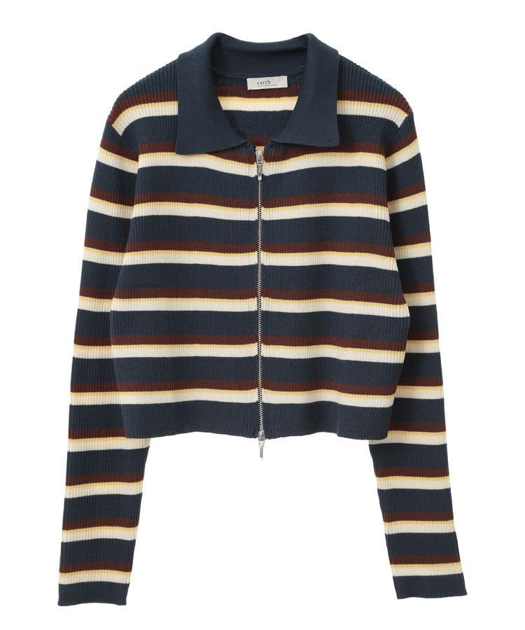 Earth Music Ecology Double Zip Rib Cardigan 01000099700 Multi & Women's