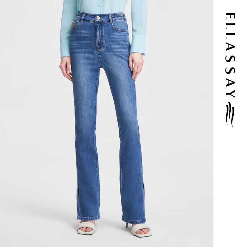 

ELLASSAY Women s Spring High-Waist Straight Leg Washed Denim Jeans S