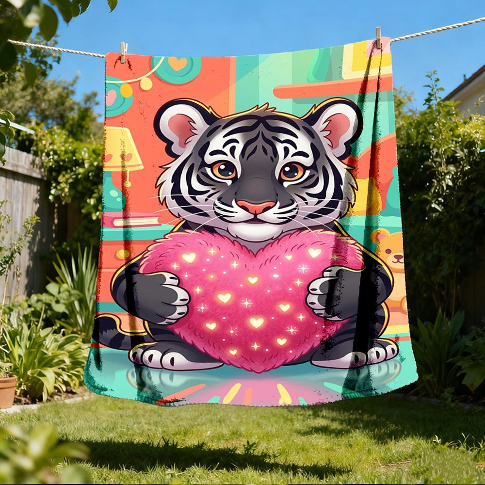 

1pc Tiger HeartOutdoor Blanket, Soft And Comfortable Blanket, Casual Warm Outdoor Blanket, Good Birthday Gift yy260328073 75x90cm