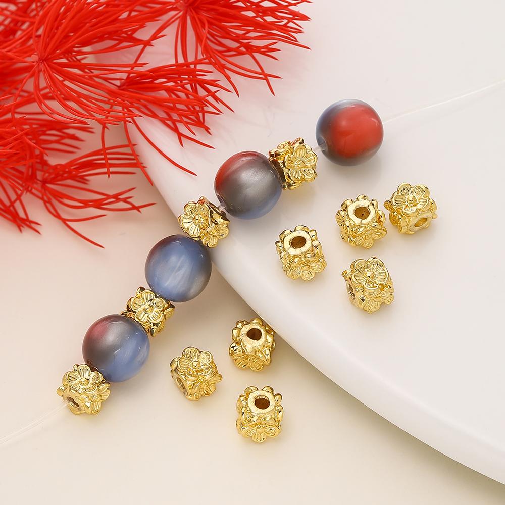 20/50 Stück/Los 14K/18K Goldfarbe Beschichtet Quadratische Form Blume Abstandshalter Perlen für DIY Armband Halskette Schmuckherstellung Zubehör