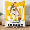 Basketball Star Player Portrait Number 30 Graphic Print Flannel Blanket Yellow White Background Soft Throw Blanket Sports Fan Bedroom Decor