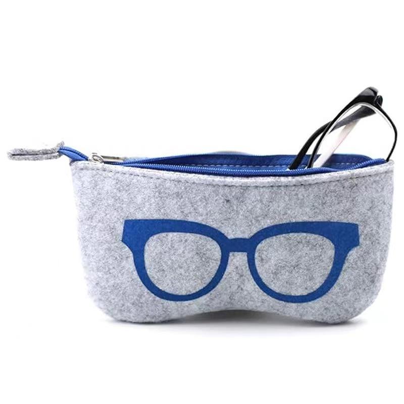1pc Unisex Felt Glasses Bag Portable Glasses Storage Bag Travel Sunglasses Eyeglass Organizer Pencil Case Makeup Bag with Zipper