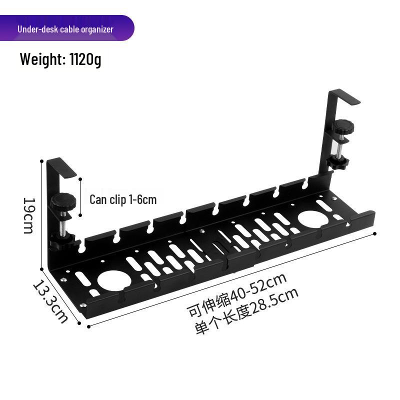 Under-Desk No-Drill Cable & Power Strip Organizer Rack