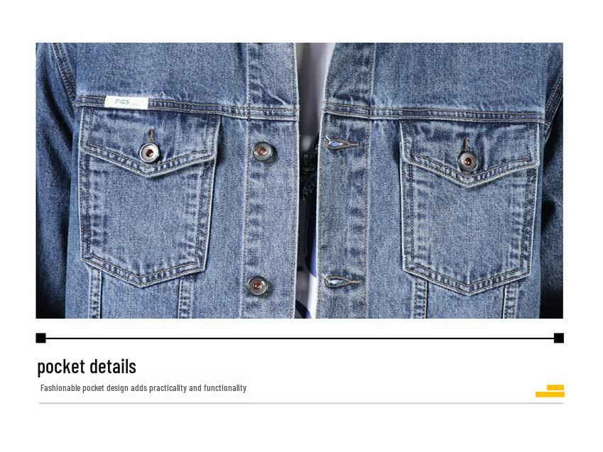 Men's Retro Washed Denim Jacket – Trendy Spring/Autumn Fit