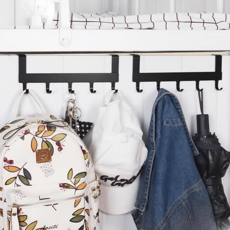 1Pc Hooks Over The Door 5 Hooks Home Bath Room Organizer Rack Clothes Coat Hat Towel Hanger Bathroom Kitchen Accessories