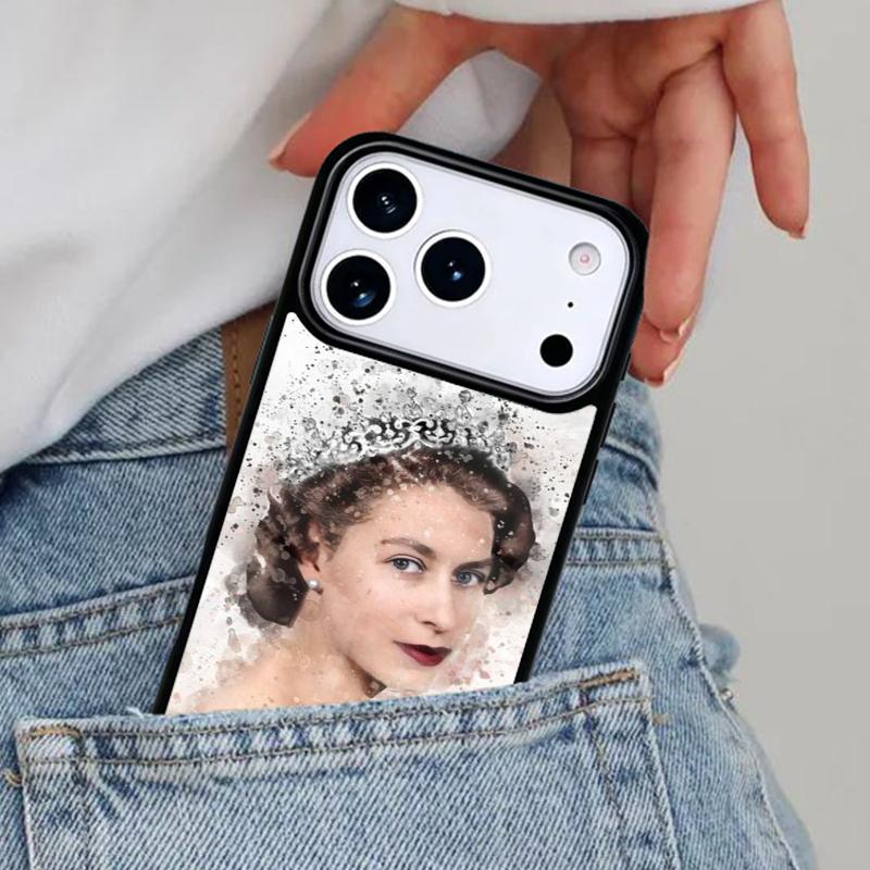 England Queen Elizabeth II Phone Case for iPhone 16e 15 14 13 12 17 Pro Max Plus Air 17pro Cover Coque