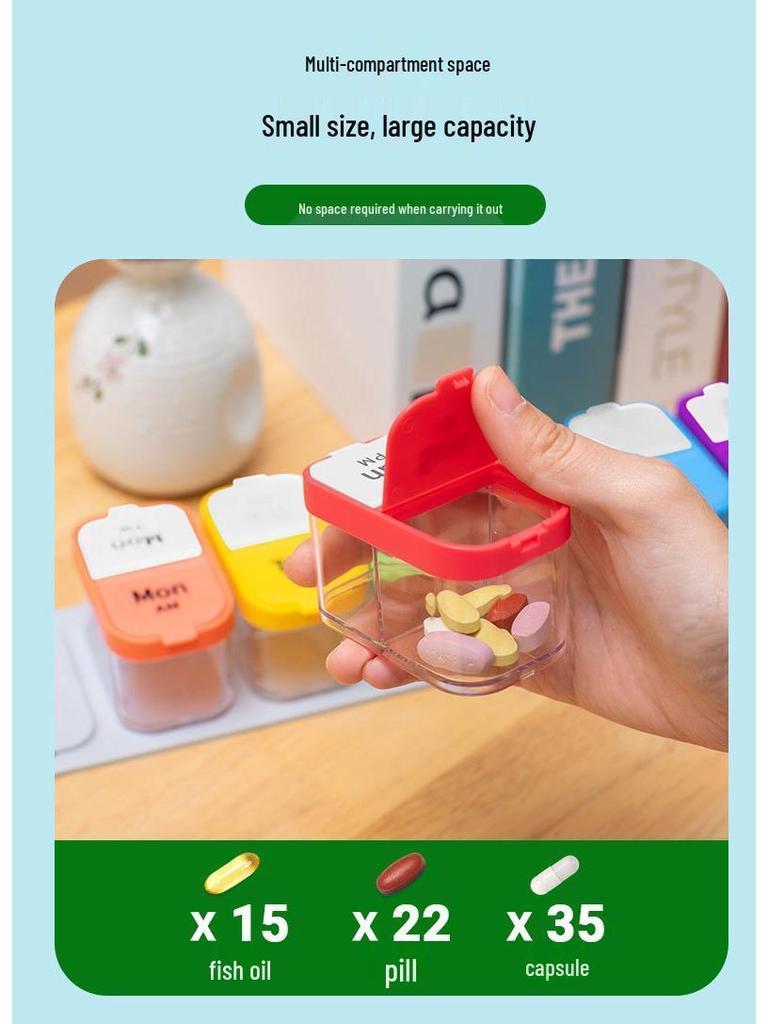 Portable Weekly Pill Organizer - Seven Day Medicine Dispenser Box
