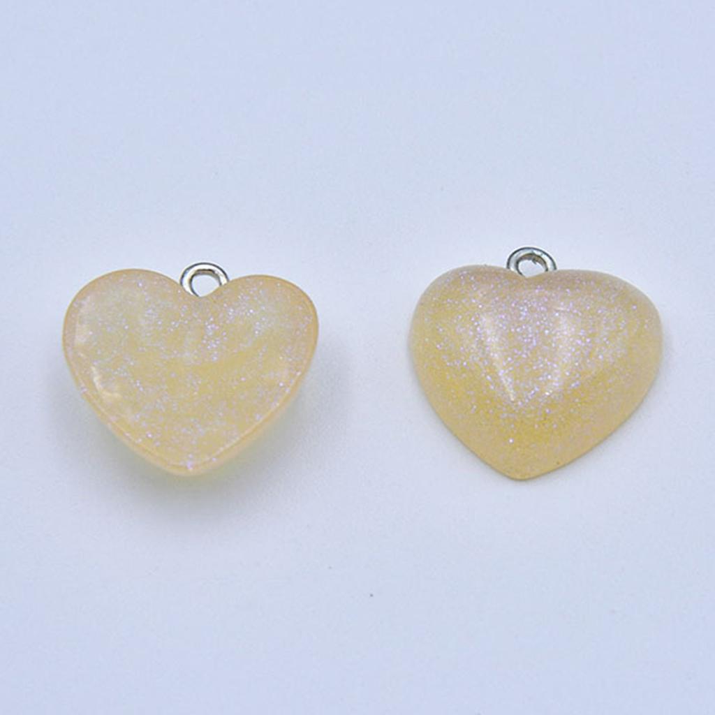 Glittering Heart Charm Heart Beads Sparkling Heart Accessories Resin Material Heart Charm Heart Pendant for DIY Jewelry