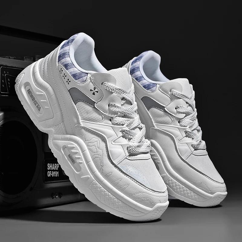 

Mens Casual Shoes Comfortable Outdoor Anti Slip Soft Male Sneakers for Men 2024 New Man Thick Bottom Heightening Chunky Footwear 39 білий