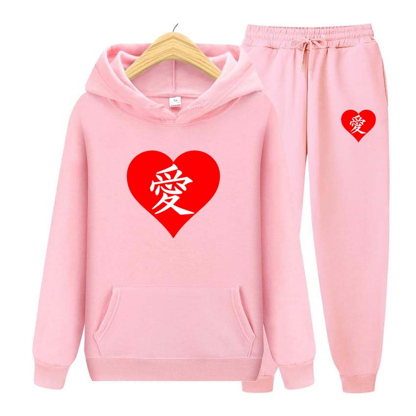 Módní potisk 2dílná sada Dvoudílná sada Potisk Pánské Dámské Mikiny Teplákové soupravy Jogger kalhoty silné Teplé oblečení Pánské