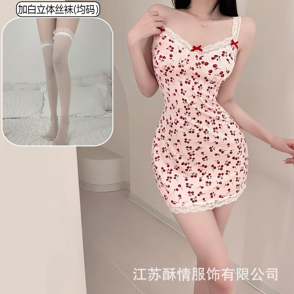 Sex lingerie pure desire cherry sexy women's bed small chest plus chest pad passion uniform seduction suit