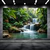 1 Piece of Tropical Waterfall Background Fabric - Forest Party Decoration Waterfall and Green Plants Indoor/outdoor Decoration