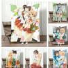 Anime K-KaseS San and MorningS Glories Throw Lightweight 240g Flannel Blanket Soft Skin-friendly for Summer Cooling
