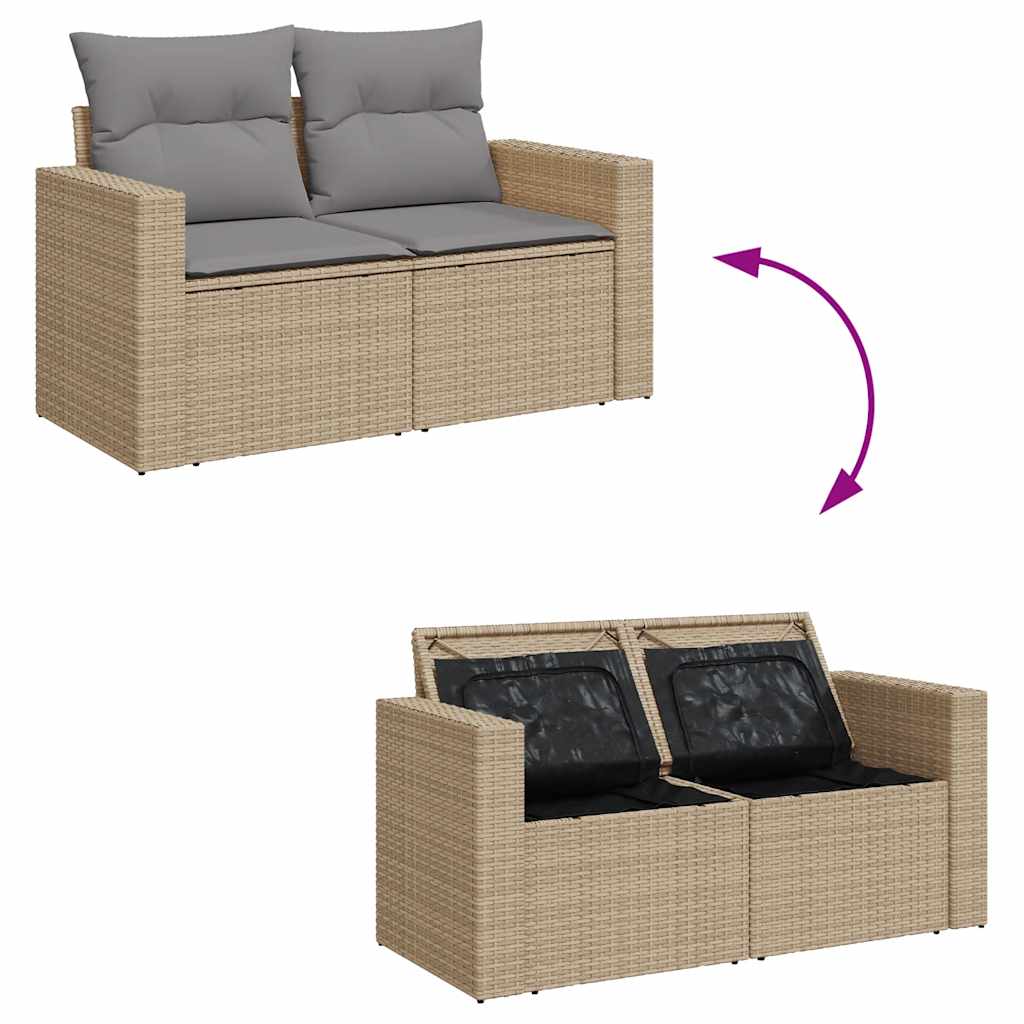 Vidaxl 6-Cz. Garden Furniture Set With Cushions, Beige, Poly Rattan