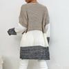 Casual Trend Versatile Autumn Cardigan In The Long Section of Lazy Wind Colorblocking Sweater Jacket Female