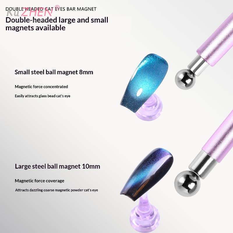 Double Headed Strong Magnetic Stick Cat Eye Magnet With 2 Steel Balls Nail Art Cylindrical For UV Gel Polish Manicure Pen Tools