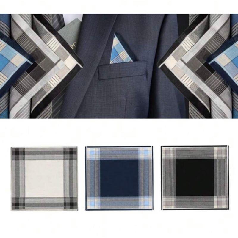 

Мужской хлопковый носовой платок Хлопковый носовой платок Деловой кэжуал Гингем Мягкий клетчатый носовой платок Мягкое впитывающее пот маленькое квадратное полотенце Peiru: One for each of the three models