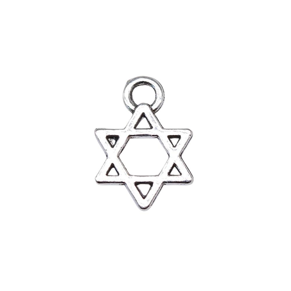 

20шт Звезда Давида Подвески Античное Серебро Цвет Цинковый Сплав 13X10мм