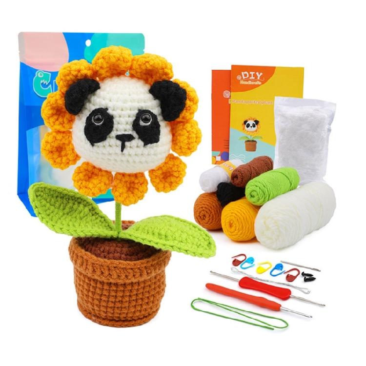 DIY Crochet Craft Set Crochet Pot Plant Kits with Crochet Hook, Yarns, Needle