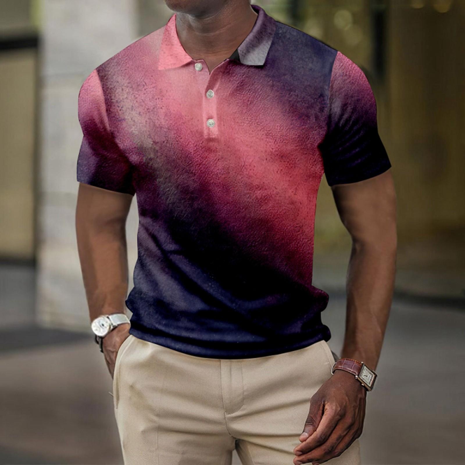 

Мужская летняя рубашка для гольфа с принтом Botton, короткий рукав, мужская повседневная модная рубашка L розовый