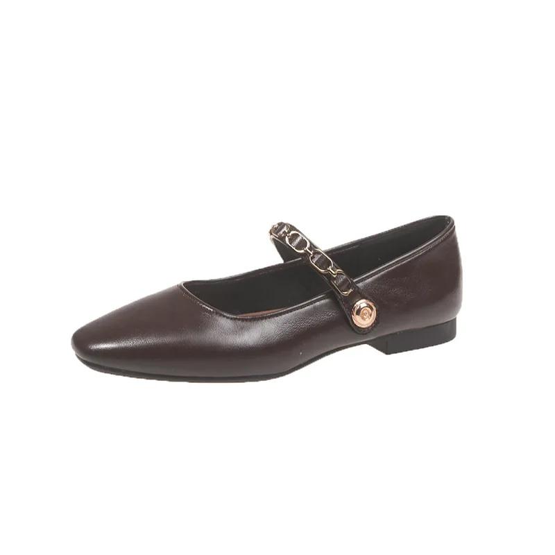 Fashion Retro Low Heel Soft Bottom Comfortable Hundred Mary Jane Shoes Women Shallow Pearl Chain Designer Shoes Black Sexy High Heels