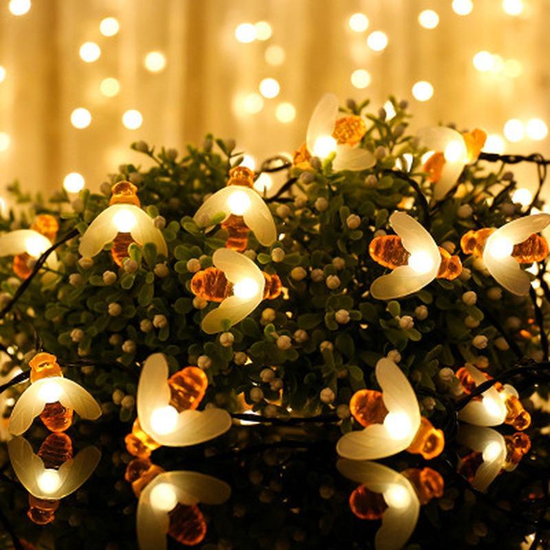 20/30/50/100 LED Solar Bee String Lights DIY Outdoor Waterproof Lamps Lawn Garden Decoration Flashing Lights Wedding Fairy Lights