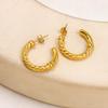 Minimalist Geometric C-Shaped Earrings - Trendy Stainless Steel Accessories for Women