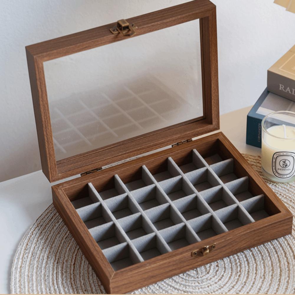 Glass Lid Jewelry Organizer Velvet Earrings Display Tray Multipurpose Ring Display Holder  Store