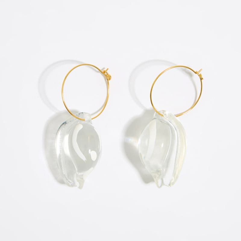 BIMBA Y LOLA [24SS] BIMBA Y LOLA Resin Shell Hoop Earrings B245AIW023IVF