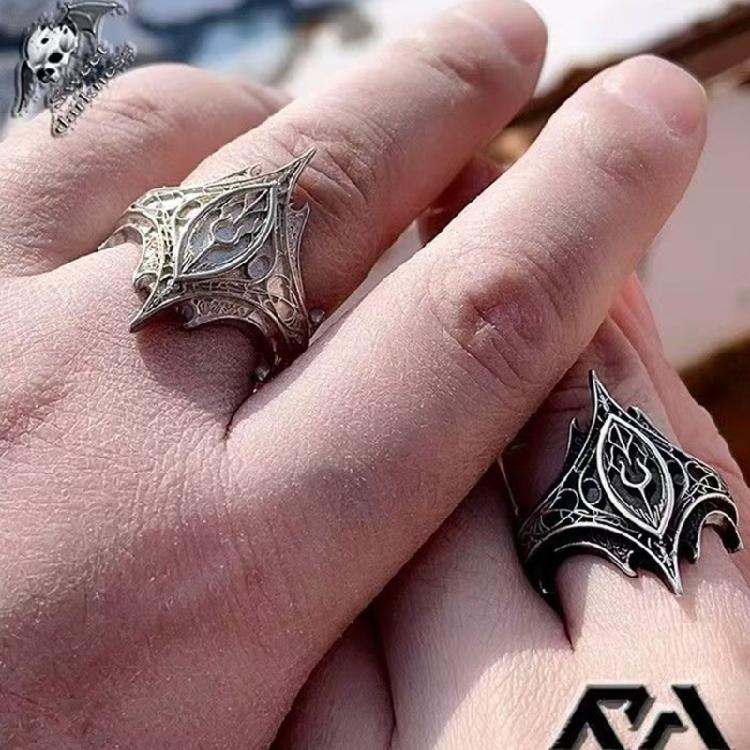 Gotisch inspiriert Verstellbarer offener Ring Legierung Schmuck Dunkles Vintage Design Unisex Accessoire Für den täglichen Gebrauch