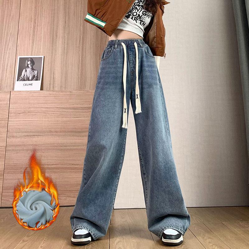 Plus Size M-6XL Vintage Cargo Jeans Women's Spring Autumn Y2k Streetwear Loose High Waisted Jeans Straight Wide Leg Cargo Jeans