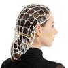 49MD Elegant Handmade Crochet Snood Hair Net Turban Hat for Women with Pearls Bead Decoration Great for Weddings and Parties